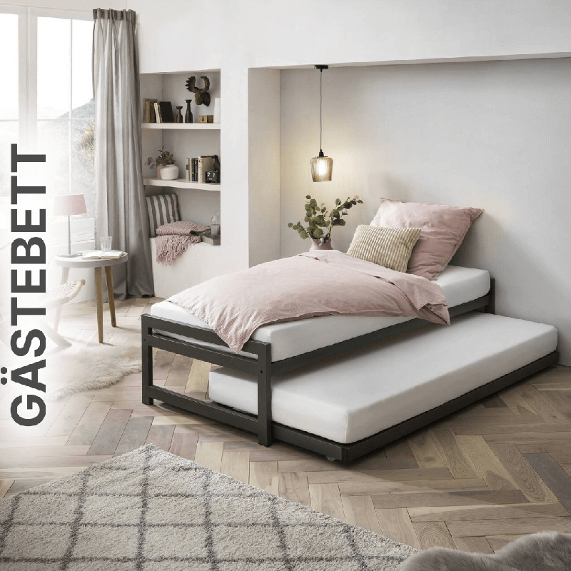 Kinderbett mit integriertem Gästebett unter der eigentlich Matratze